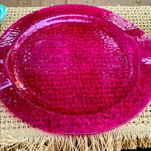 Hot pink glass tray.
